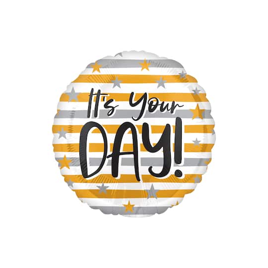 17" It's Your Day Striped Foil Balloon